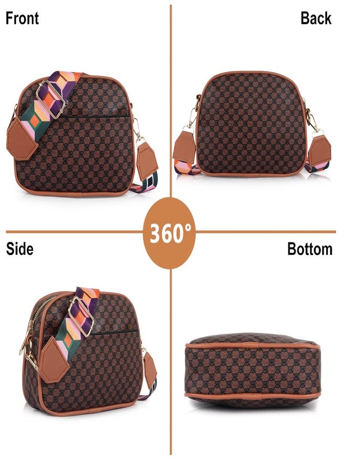 DANIEL CLARK Geometric Print Crossbody sling Bag with Adjustable Multicolor Strap (Brown & Black) - Image 3