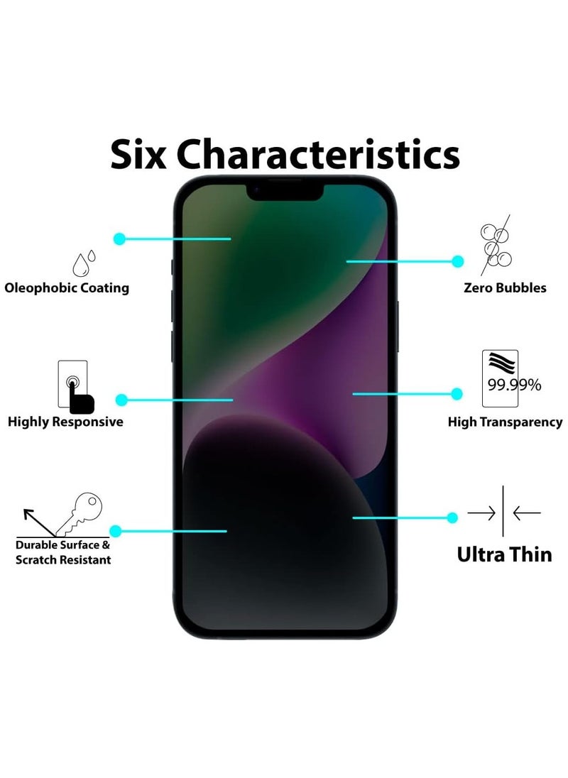 TWEGGON Privacy Screen Protector for iPhone 14 6.1", Tempered Glass Screen Protector for Apple iPhone 14 6.1" Black  - Image 2