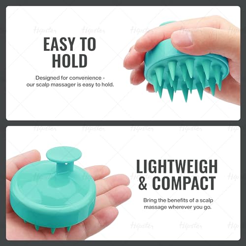 Hipster Round Hair Brush & Manual Scalp Massager - Shampoo Hair Brush with Super Soft Bristles for Exfoliating & Anti-Dandruff (Aqua) - Image 3