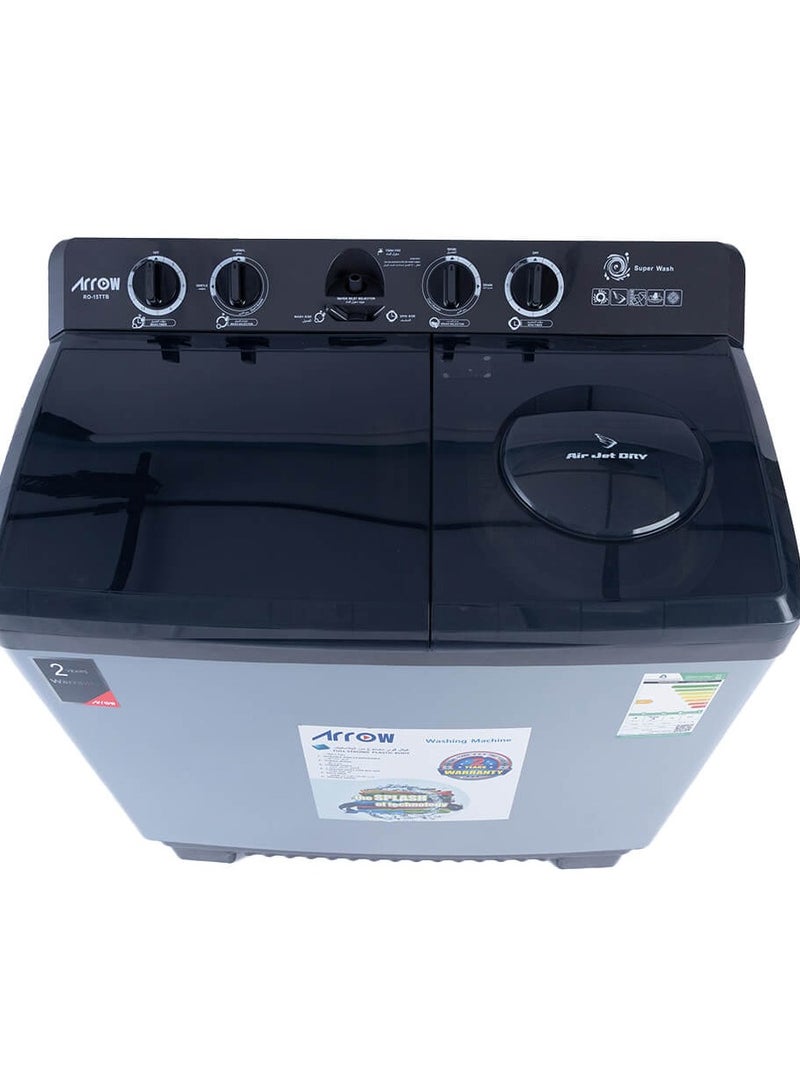 Arrow 14 Kg Semi Automatic Twin Tub Washing Machine | 8 Kg Spin Capacity | Air Turbo | Rust-Free Body | Energy Efficient Motor | Transparent Window View | Classic Design, Perfect for Home, Apartments & Hotels with 2 Years Warranty. - Image 2