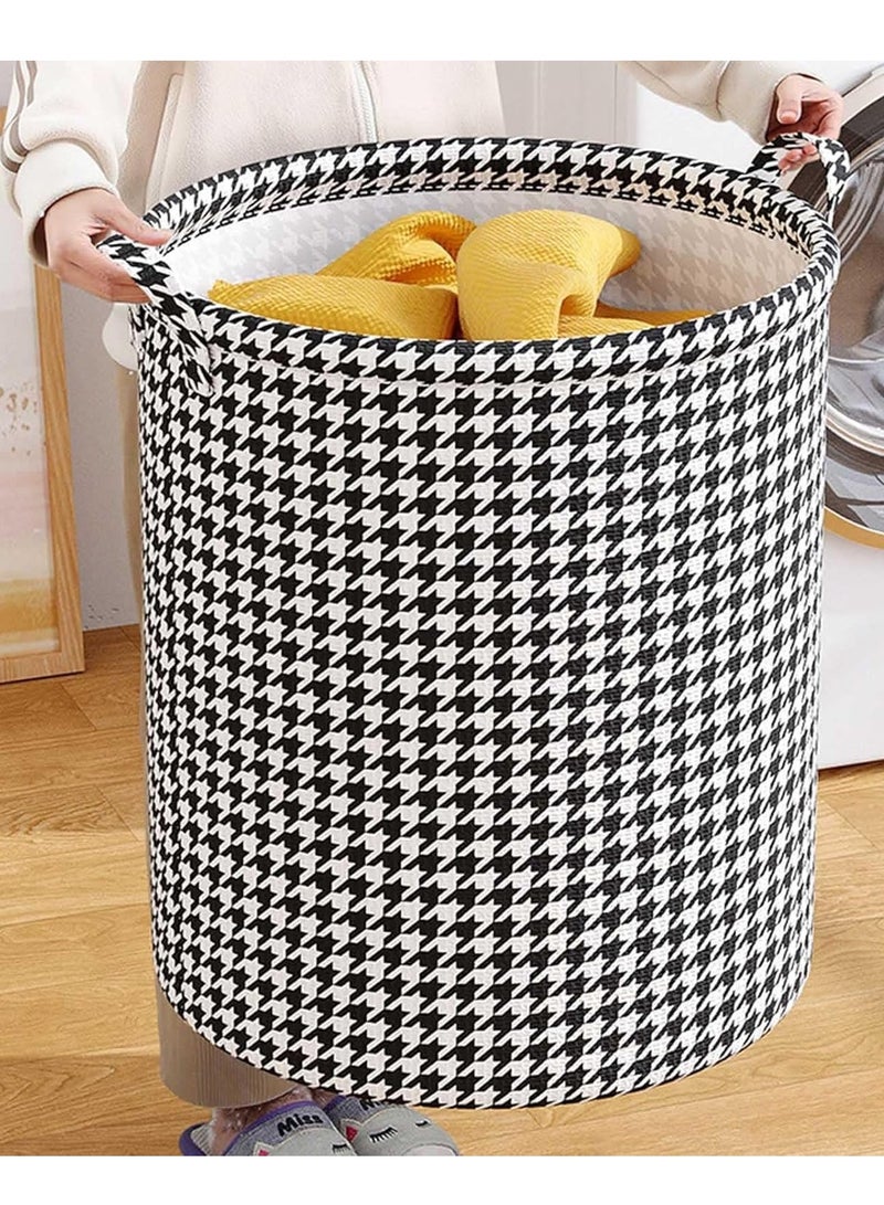 Raxoom Basket Organizer with Handles, Laundry Hamper, 58L Tall Woven Rope Storage Basket for Blanket, Toys, Dirty Clothes in Living Room, Bathroom, Bedroom (Black and White) - Image 2