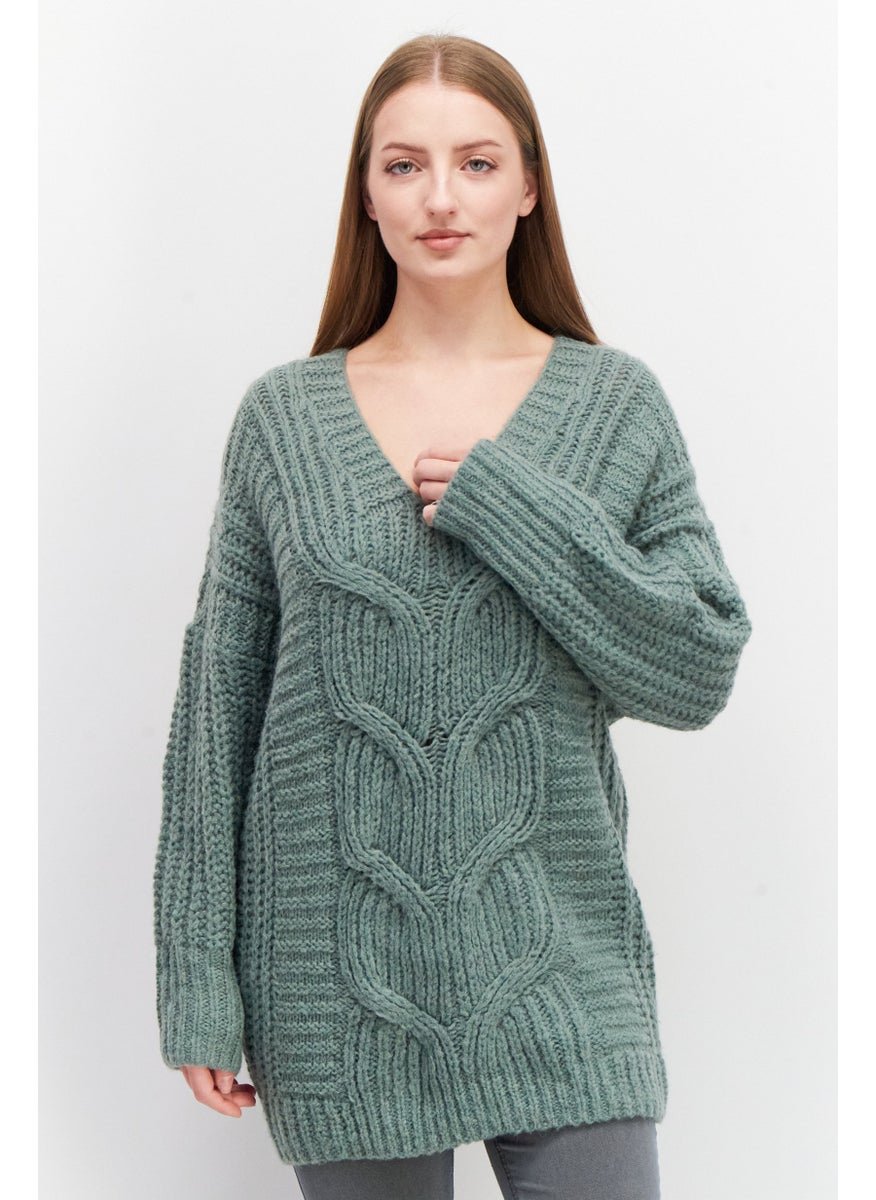 Women V-Neck Crochet Sweater, Green - pzsku/Z7D3AD9AA8DF8946D08B6Z/45/_/1724351206/819e87a0-4042-4505-b61f-dd2644794149