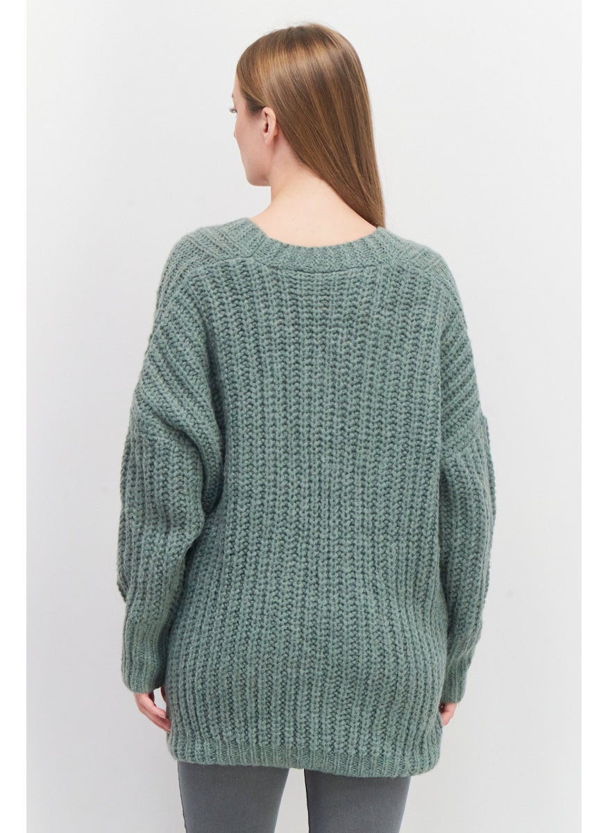 Women V-Neck Crochet Sweater, Green - pzsku/Z7D3AD9AA8DF8946D08B6Z/45/_/1724351208/a71badc2-4eb1-456b-bb03-686d9e0bc342