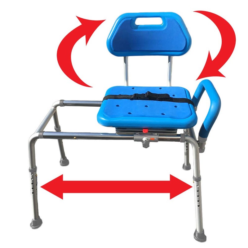 Platinum Health Platinum Health Gateway Premium Sliding Bath Transfer Bench with Swivel SeatPadded Blue 