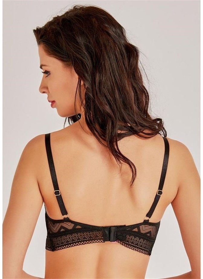 Magic Form 4748 Leather Zigzag Lace Bra - Black  - Image 2