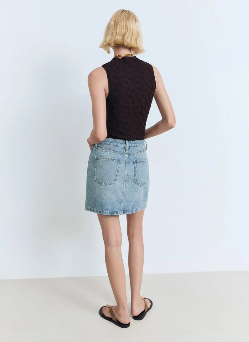 MANGO Short denim skirt