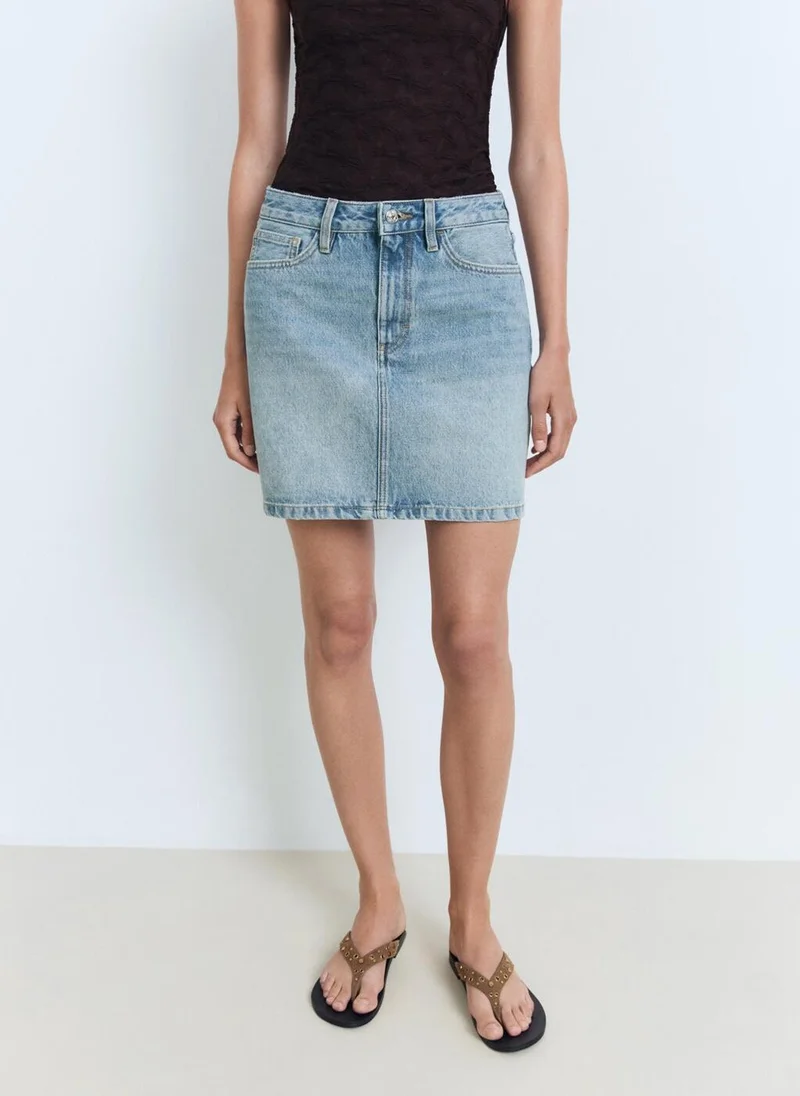 MANGO Short denim skirt