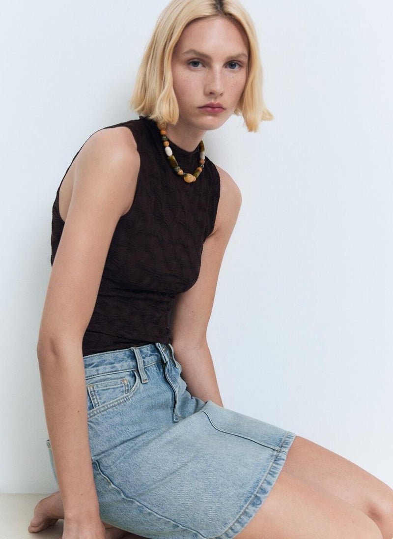 MANGO Short denim skirt - Image 4