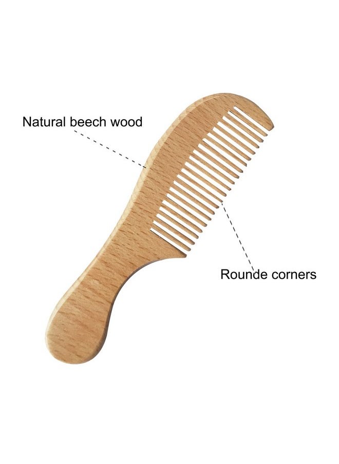Molylove Molylove 3PCS Baby Hair Brush with Wooden Handle and Comb Set for Newborns & Toddlers | Natural Soft Goat Bristles l Wood comb l Pink Silicone Brush| Ideal for Cradle Cap  - Image 4
