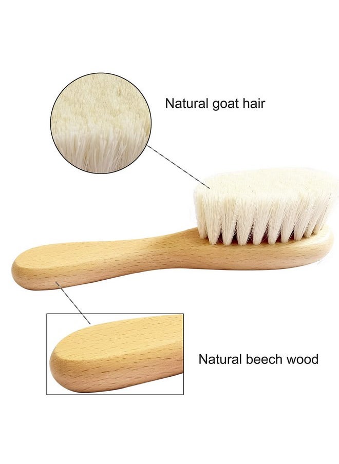 Molylove Molylove 3PCS Baby Hair Brush with Wooden Handle and Comb Set for Newborns & Toddlers | Natural Soft Goat Bristles l Wood comb l Pink Silicone Brush| Ideal for Cradle Cap  - Image 3