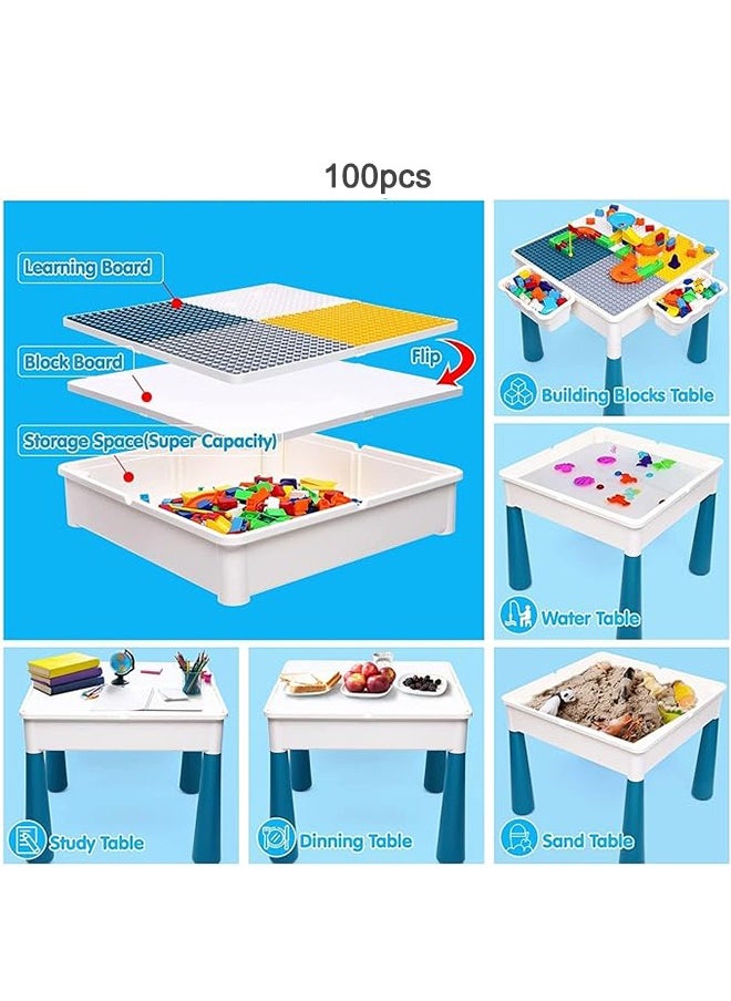FUNCOT Kids Activity Table Toddlers Kids Table, Kids Sensory Table for Playing Building Blocks, Sand & Water, Color Dough, Art & Craft, Drawing & Learning (Small)  - Image 3