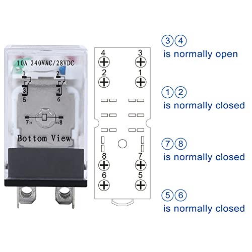 VAMRONE Electromagnetic Power Relay, 8-Pin 10 AMP 12V DC Relay Coil with Socket Base, LED Indicator, DPDT 2NO 2NC - MY2NJ [Applicable for DIN Rail System] - Image 5