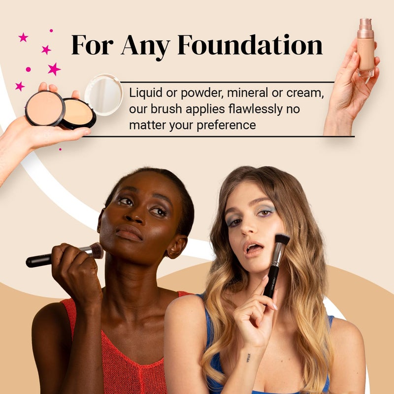 Keshima Flat Top Kabuki Foundation Brush By KESHIMA - Premium Makeup Brush for Liquid, Cream, and Powder - Buffing, Blending, and Face - 1.2" Top Diameter - Image 5