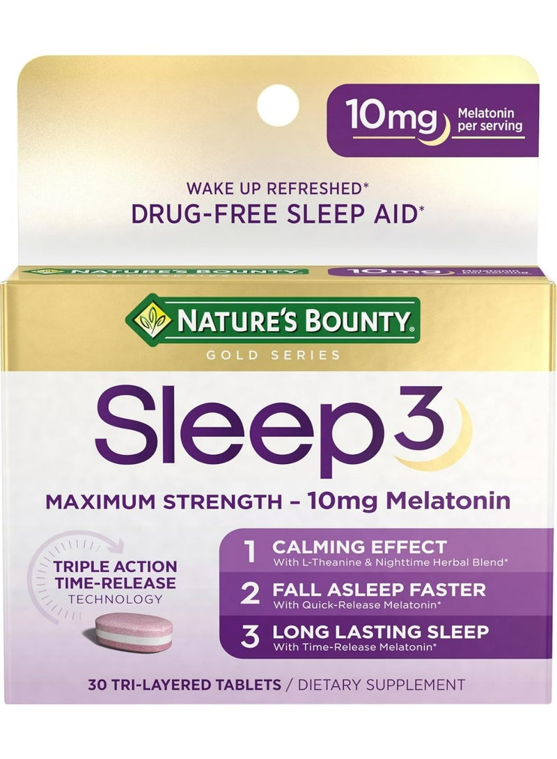 NATURE'S BOUNTY Sleep 3 Melatonin 10mg 30 Tri-Layer Tablets