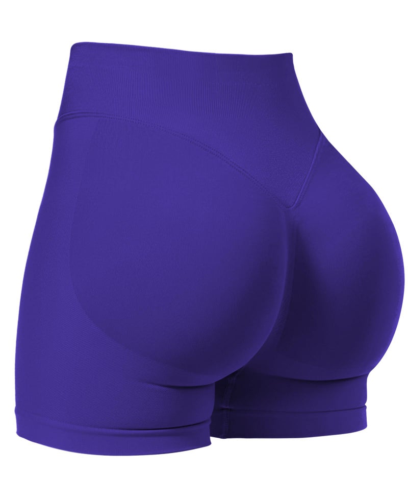 VOYJOY Women Workout Impact Shorts 2.5"/ 3.6"/ 4.5"/ 6" Scrunch Butt Lifting Gym Seamless Booty Biker Shorts Dark Indigo - Image 1