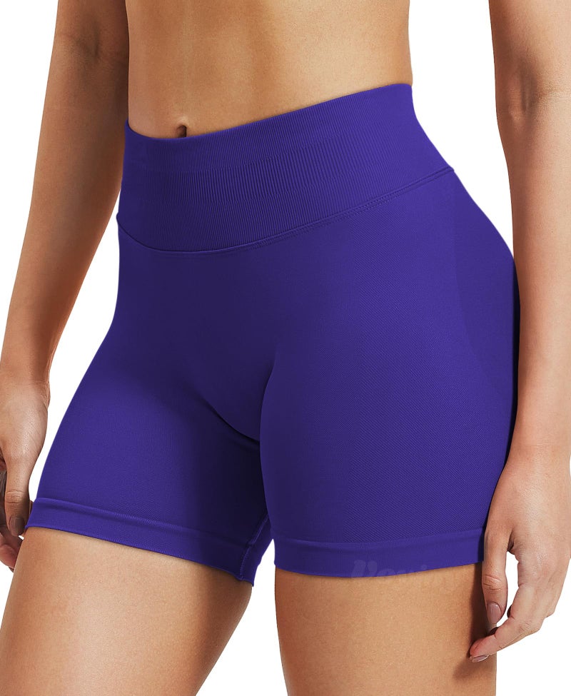 VOYJOY Women Workout Impact Shorts 2.5"/ 3.6"/ 4.5"/ 6" Scrunch Butt Lifting Gym Seamless Booty Biker Shorts Dark Indigo - Image 3