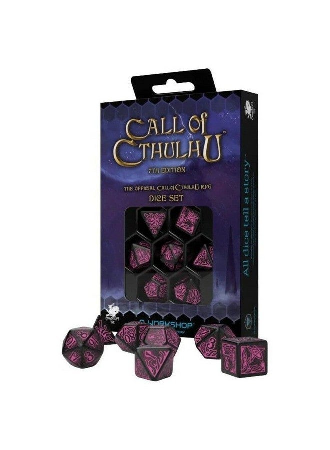 Q WORKSHOP Q-Workshop Call of Cthulhu 7E: Black & Magenta Dice Set (QWOCTR3P) - Image 1
