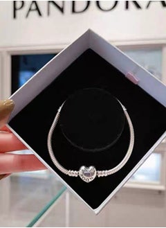 PANDORA Pandora Jewelry Moments Heart Clasp Snake Chain Charm Sterling Silver Bracelet  - Image 5