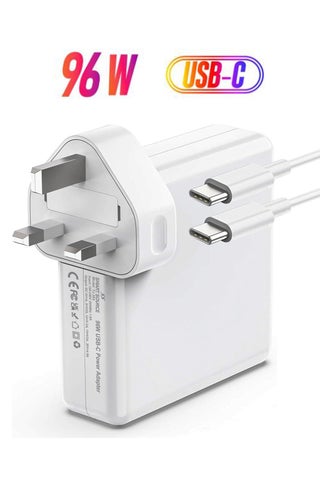 96W USB-C Replacement Charger for MacBook Pro/Air – Fast PD Type-C Power Adapter Compatible with 13”–16” Models, iPad Pro and USB-C Laptops