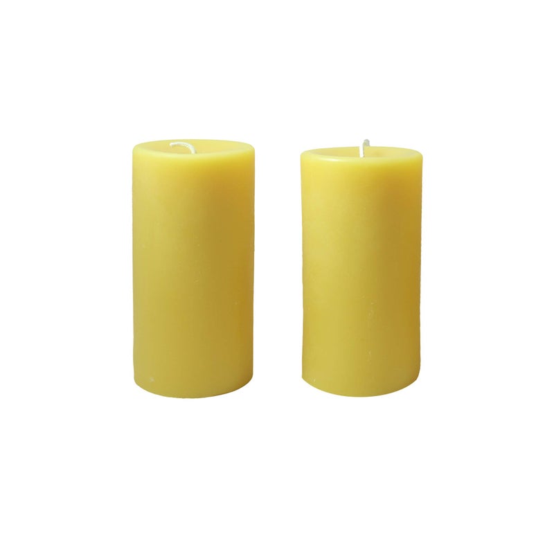 Candlestock 100 USA Beeswax Pillar Candle Handmade in Woodstock NY Natural with 100 Cotton Wick LongBurning Dripless 3x6 2 Candles