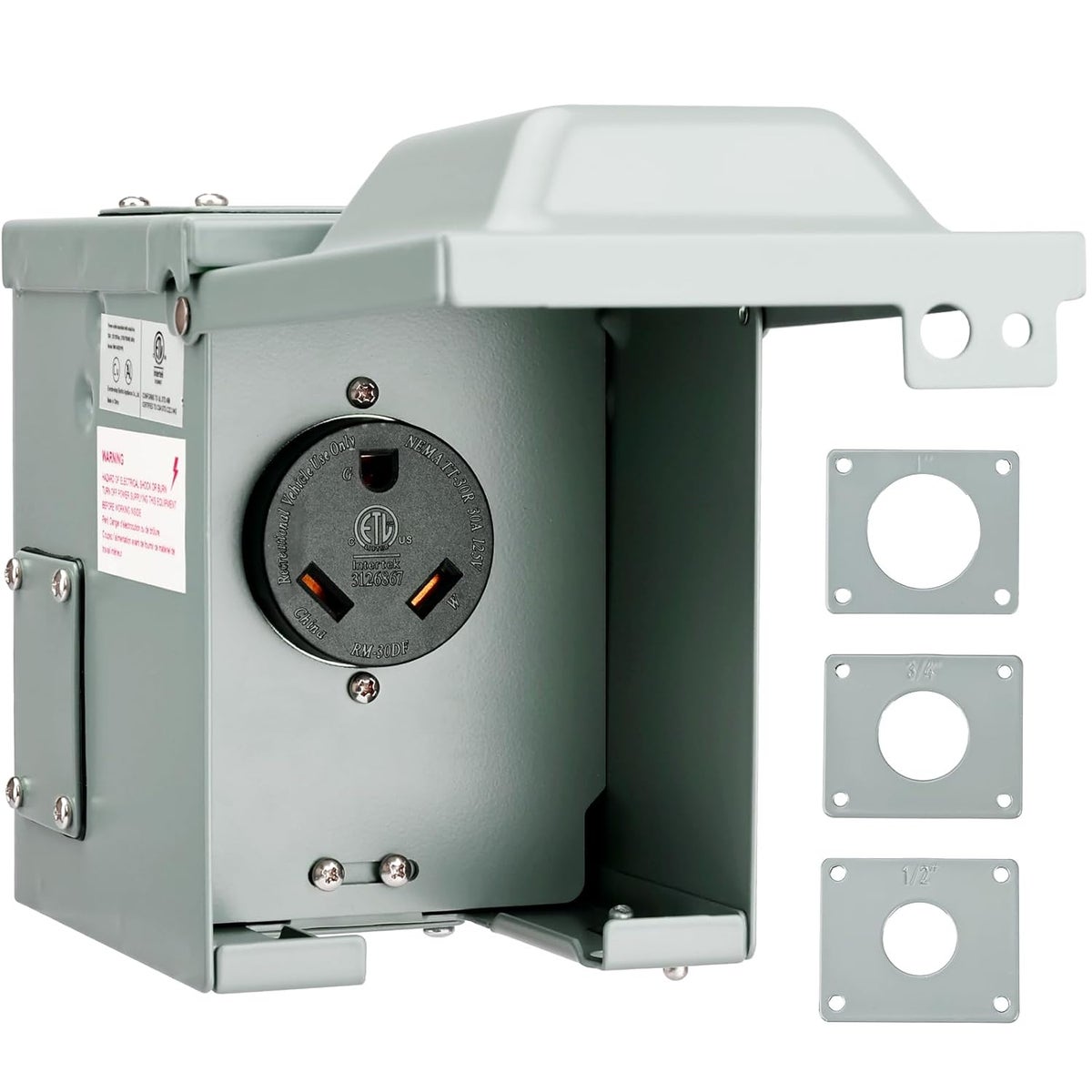RVGUARD 30 Amp 125 Volt RV/EV Power Outlet Box, Enclosed Lockable ...