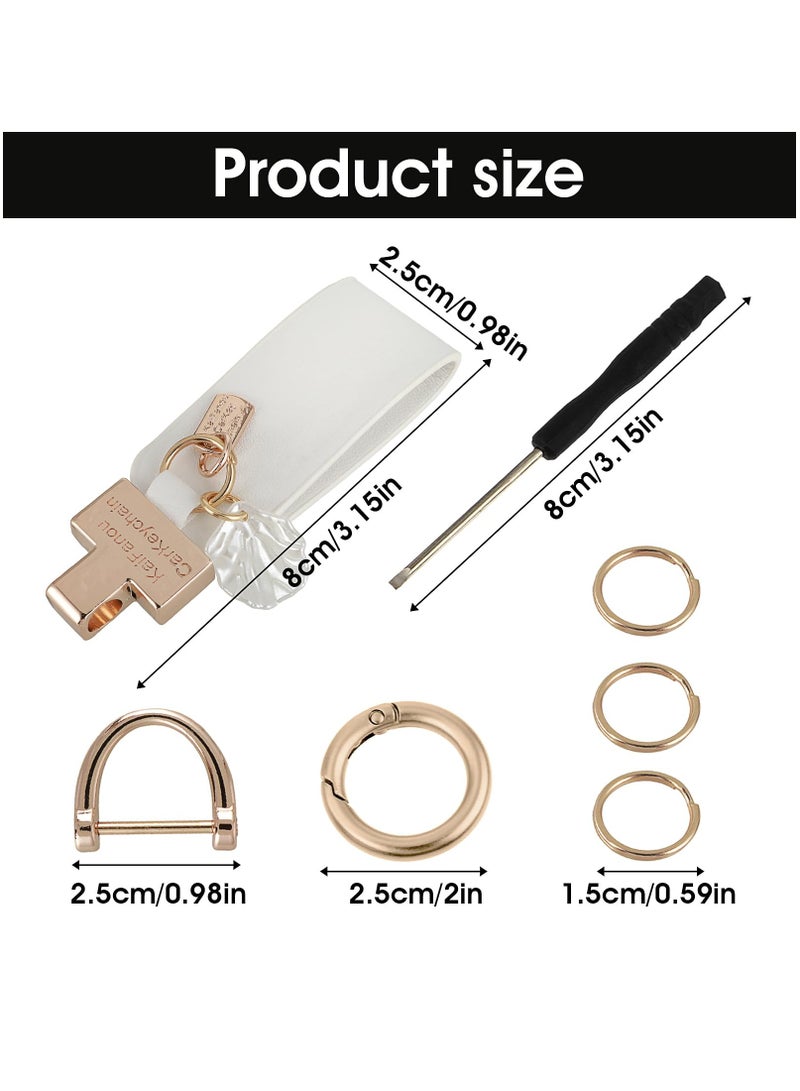 KASTWAVE 3pcs Car Keychain, Cute Shell Leather Key Fob Holder Car Metal Key Chains with Swivel D-Ring  Keyrings 1 Screwdriver - Image 2