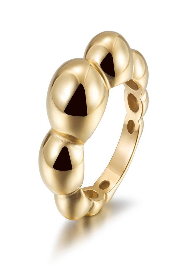 WISTIC 14K Gold Statement Rings for Women and Lady Wide Parallel Bar Cocktail Enhancer Finger Bands Eternity Wedding Stackable Durable for Souvenir Outdoor Fashion Jewelry (14K Gold, 9) - Image 1