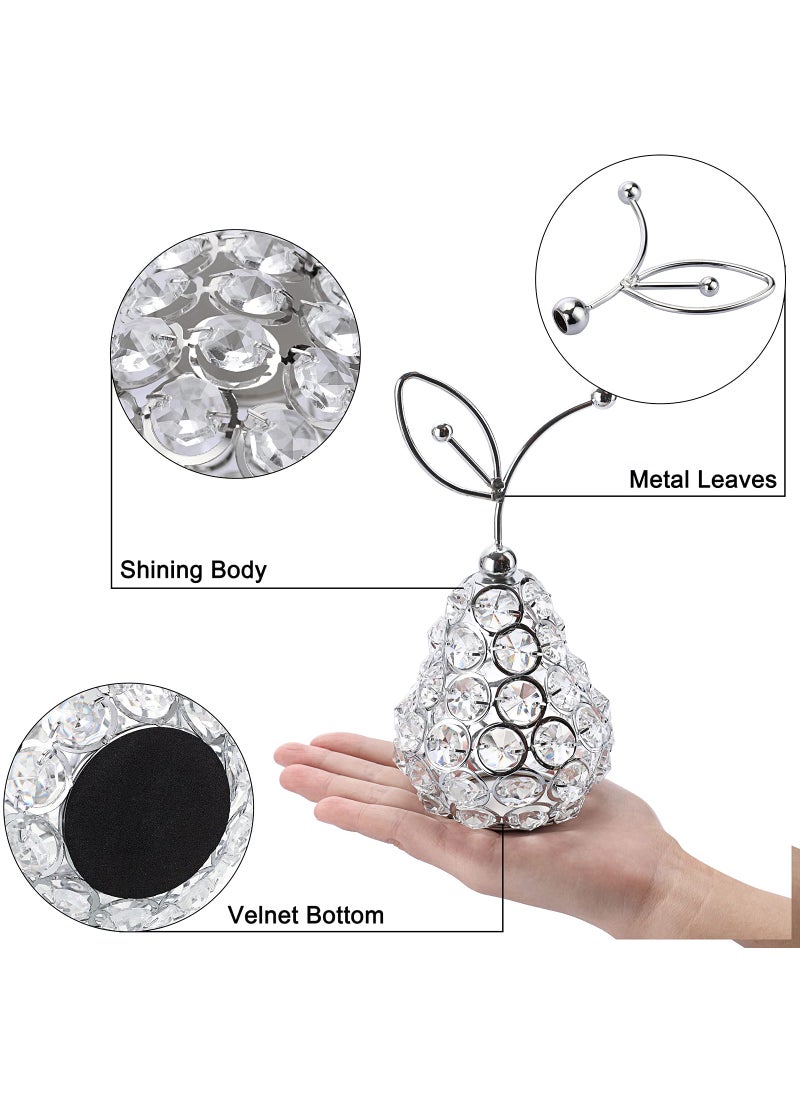 JUXYES JUXYES Sparkly Crystal Beads Pear Ornament Handmade Decorative Pear Nordic Artificial Fruit Figurine Statue Table Centerpiece Decor for Home Wedding Party Festival  - Image 3