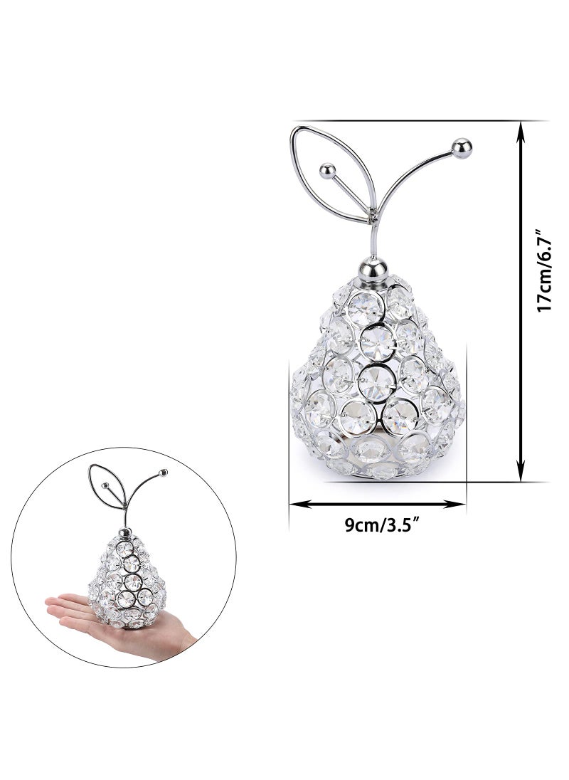 JUXYES JUXYES Sparkly Crystal Beads Pear Ornament Handmade Decorative Pear Nordic Artificial Fruit Figurine Statue Table Centerpiece Decor for Home Wedding Party Festival  - Image 2
