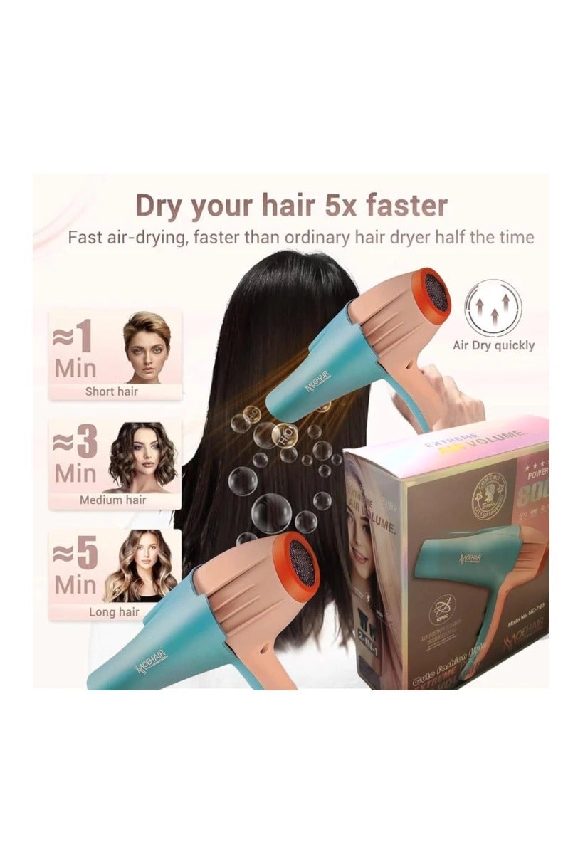 MOHAIR Professional hair dryer and styler with 8000 watts of power, double air, ion power, and overheat protection, MO-7163 - Image 2