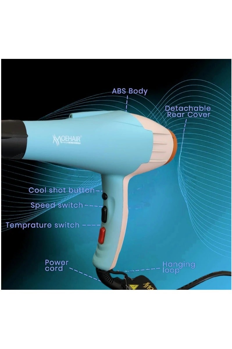 MOHAIR Professional hair dryer and styler with 8000 watts of power, double air, ion power, and overheat protection, MO-7163 - Image 3