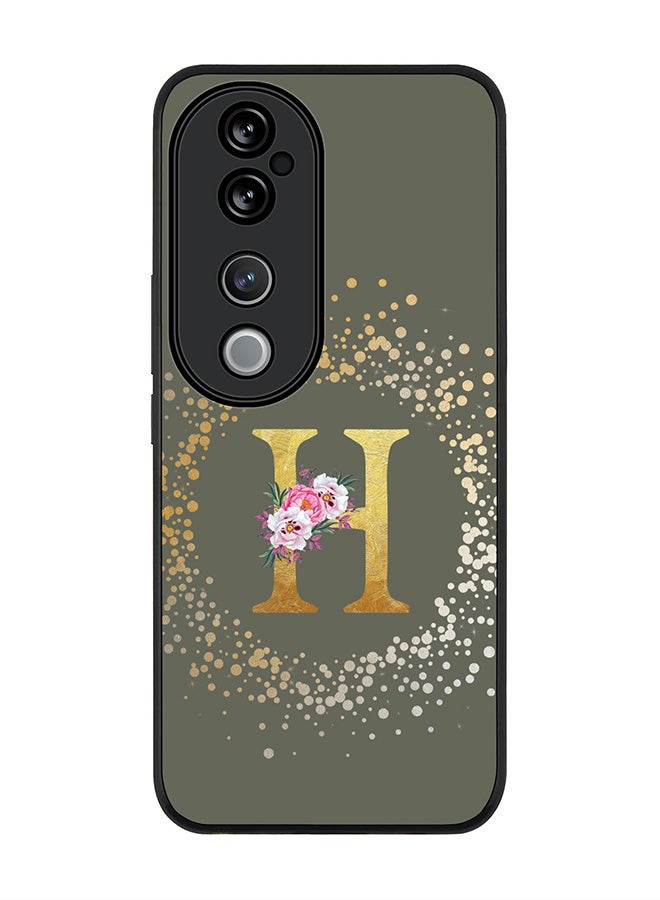 Stylizedd For vivo V40 5G /vivo V40 Pro Case,Slim fit Camera Protection, Shockproof Thin Phone cover - Custom Monogram Floral - H (Olive Green ) - Image 1