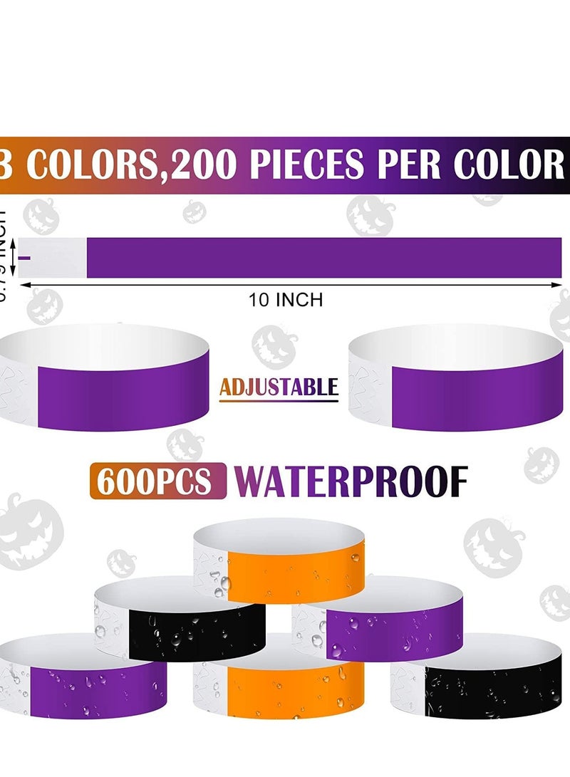 600pcs Neon Wristbands Waterproof Paper Bracelets Event Colorful Wrist Party Bands Armbands for Events Festivals Concerts