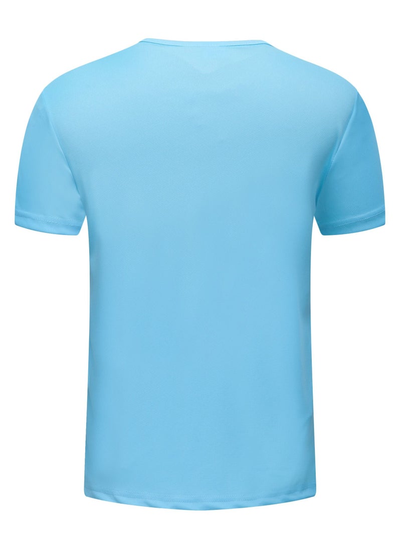 YEL PRO Men Quick Dry Breathable Elastic T-Shirt Sky Blue - Image 2