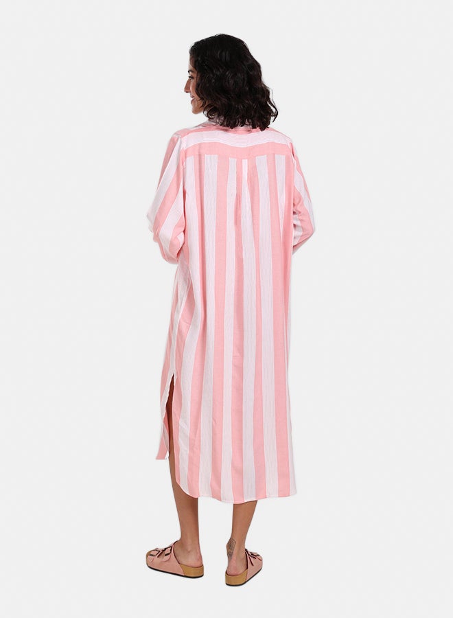Clue Striped Midi Collared Dress - Image 4