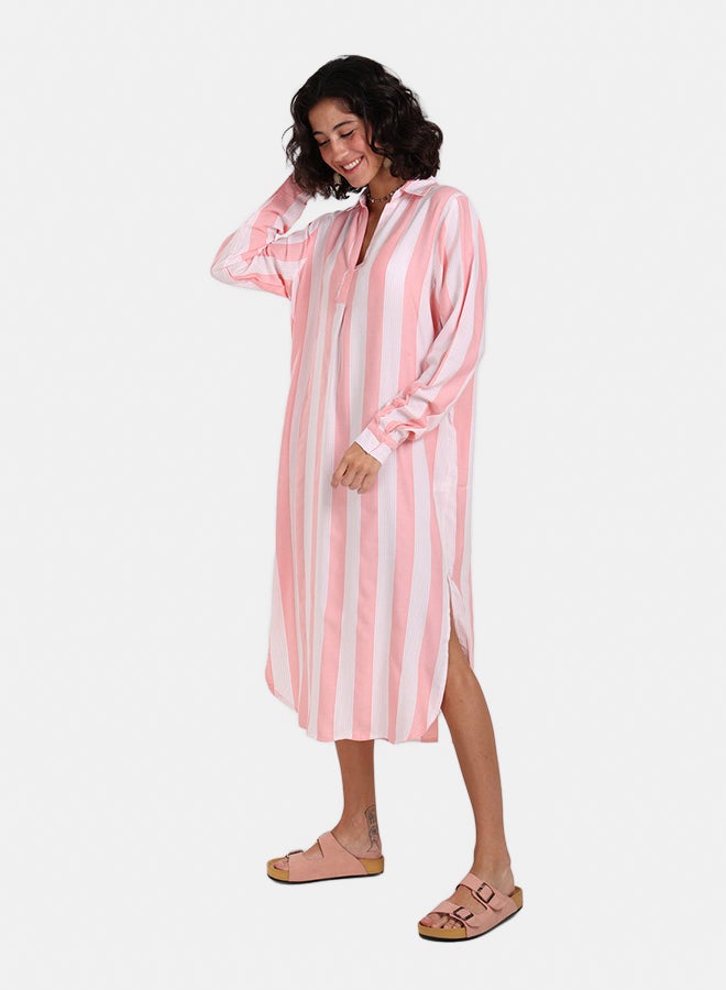 Clue Striped Midi Collared Dress - Image 2
