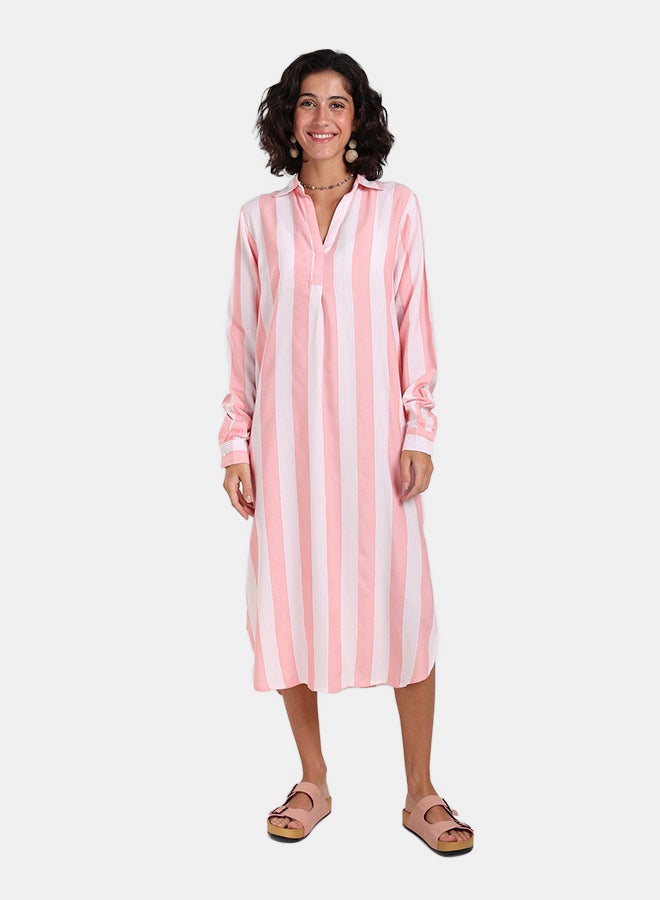Clue Striped Midi Collared Dress - Image 3