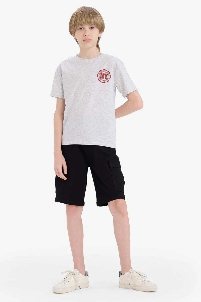 ديفاكتو Boy Crew Neck Printed Short Sleeve T-Shirt