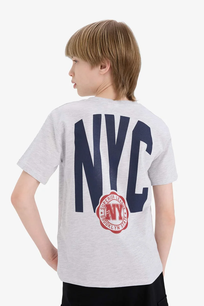 ديفاكتو Boy Crew Neck Printed Short Sleeve T-Shirt