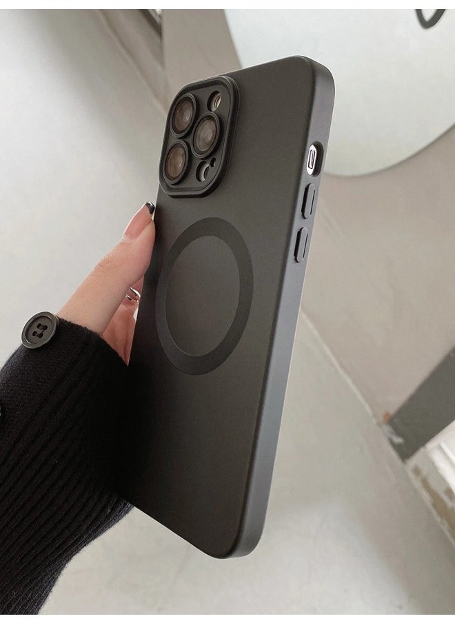 ShebSheb - iPhone 14 Pro Case, Matte Magnetic Phone Cases with Camera Lens Protector [Compatible with MagSafe] Soft TPU Shockproof Protective Cover - Image 1
