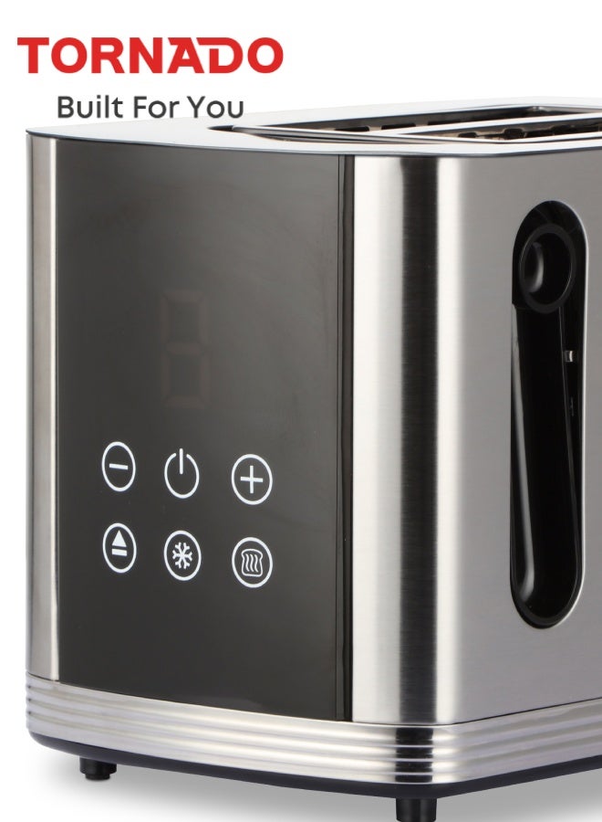 TORNADO 2-Slice Bread Toaster, 800W Power, Electronic Browning Control, Defrost / Reheat / Cancel Functions with LED Display, Removable Crumb Tray, Compact Design, Silver - TTA751-GS - 1-Year Free Warranty - Image 4