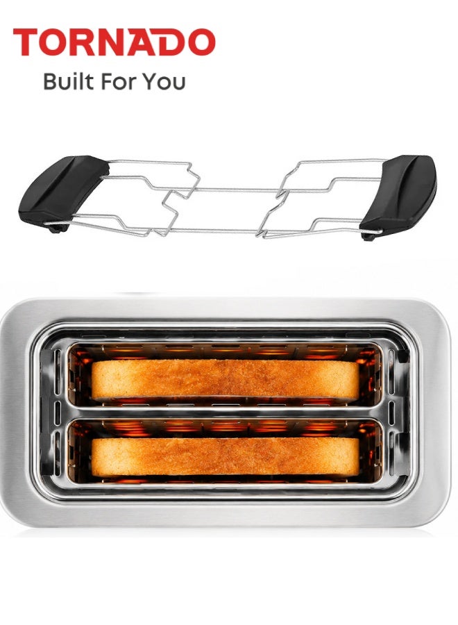 TORNADO 2-Slice Bread Toaster, 800W Power, Electronic Browning Control, Defrost / Reheat / Cancel Functions with LED Display, Removable Crumb Tray, Compact Design, Silver - TTA751-GS - 1-Year Free Warranty - Image 3