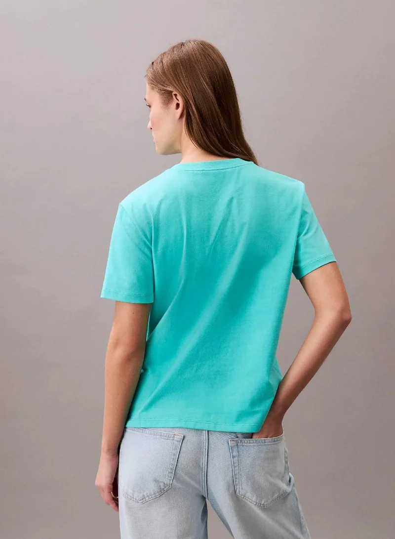 Calvin Klein Jeans Turquoise Infusion Monogram Logo Tee for Women | Best Price UAE