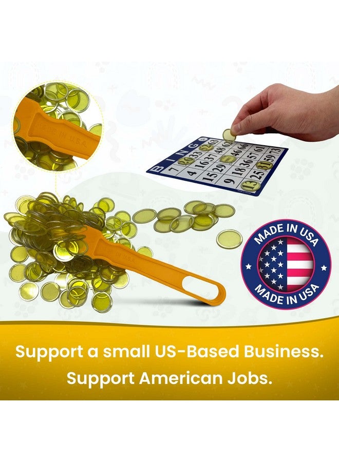 MR CHIPS Made in USA Upgraded Bingo Magnetic Wand & 100 Pieces ¾ Inch Yellow Plastic Chips with Metal Rings - Support American Jobs - Image 3