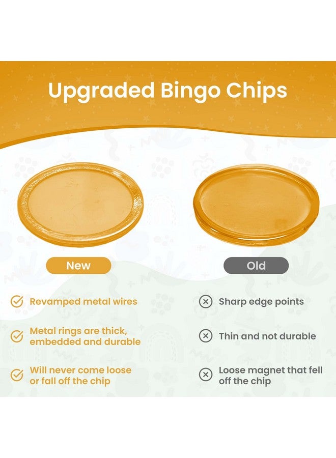 MR CHIPS Made in USA Upgraded Bingo Magnetic Wand & 100 Pieces ¾ Inch Yellow Plastic Chips with Metal Rings - Support American Jobs - Image 4