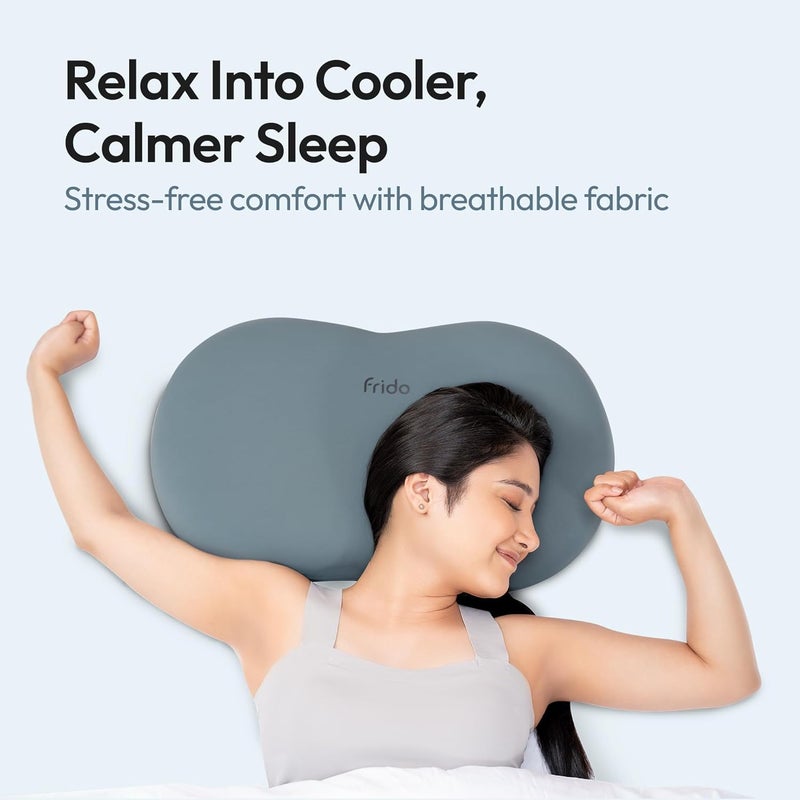 Frido Cuddle Pillow | Breathable & Ultra-Soft Memory Foam | Sleeping Support for Adults | Best Hugging Pillow for Side Sleepers & Travel | Anti-Frizz & Skin-Friendly – Pebble Grey - Image 5