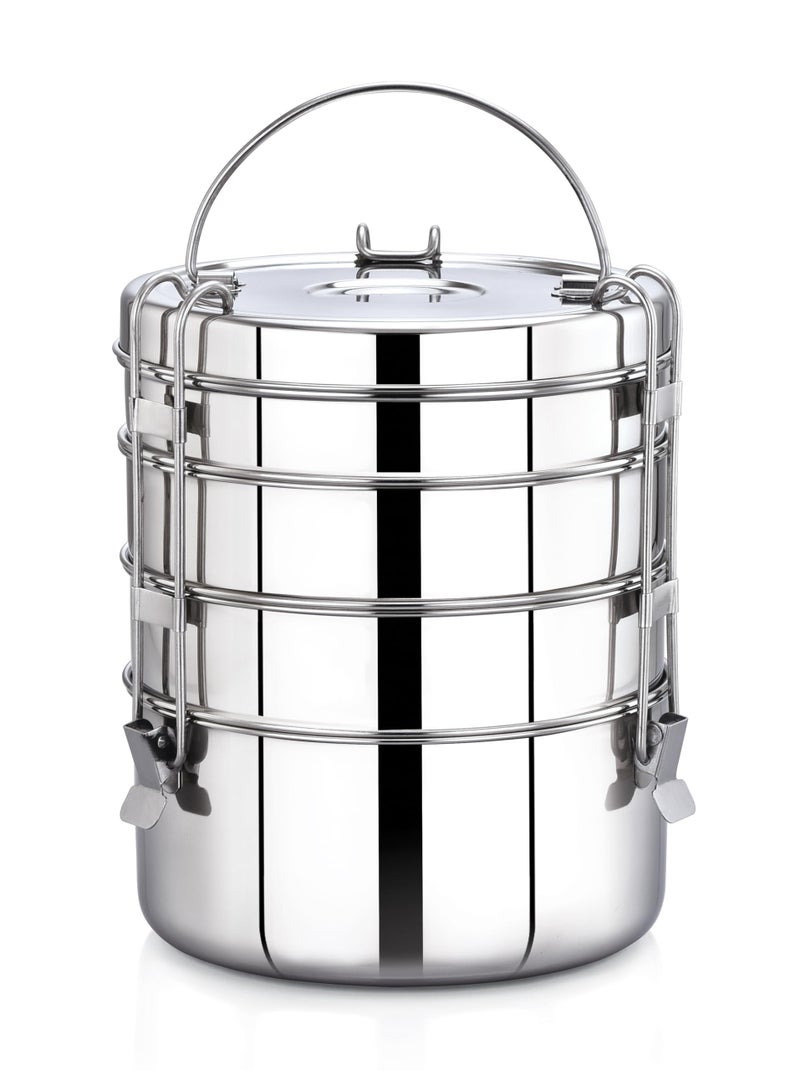 Expresso - Stainless Steel Food Grade Lunch Box | Traditional Tiffin Carrier/Container for School/Office, Dia 20.5cm | 5 Tier - Image 4