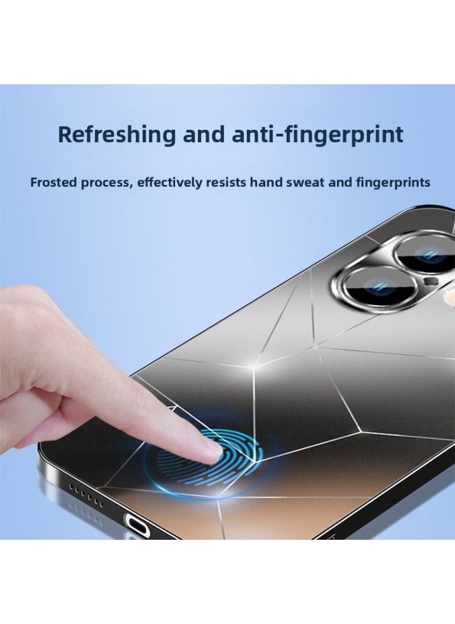 For Iphone16promax Mobile Phone Case Electroplating Frosted IFor Iphone15 Metal Lens All-inclusive 14/13-Color:[aurora Yuanfeng Blue] Skin Feel MatteComes With Lens FilmAnti-fingerprint-Applicable Models:For Iphone 14 Pro