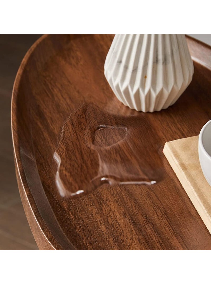 MIXDE - Sofa Side Table C Shaped End Table Slide Under Sofa Table Couch End Tables for Living Room Bedroom Bathroom Rustic Snack Coffee Laptop Table Egg Oval Shaped Metal Frames Easy Assembly - Image 1