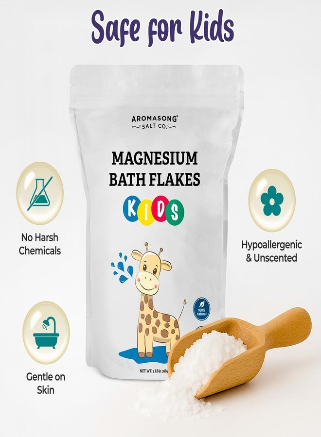 Aromasong Magnesium Flakes for Kids Bath – 3 LB Resealable Bag | Pure Dead Sea Salt Bath Flakes for Kids, Toddlers & Babies | Gentle Calming Epsom Salt Alternative | Soothing Bedtime Detox Soak - Image 3
